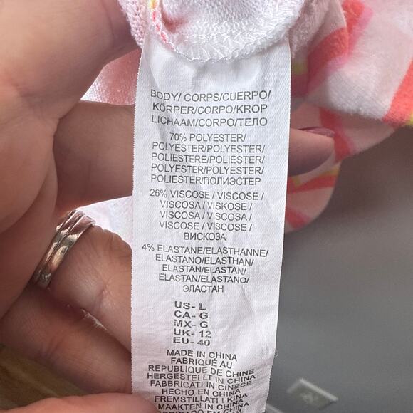 Trina Turk Costa De Prata Hooded Terry Tunic Coverup Large Roll Tab Beach Resort - Picture 10 of 11